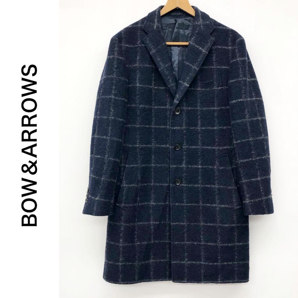 BOW&ARROWS ボウアンドアローズ UNITED ARROWS ユナイテッドアローズ チェスターコート アウター チェック柄 ネイビー サイズ表記ナシ_画像1