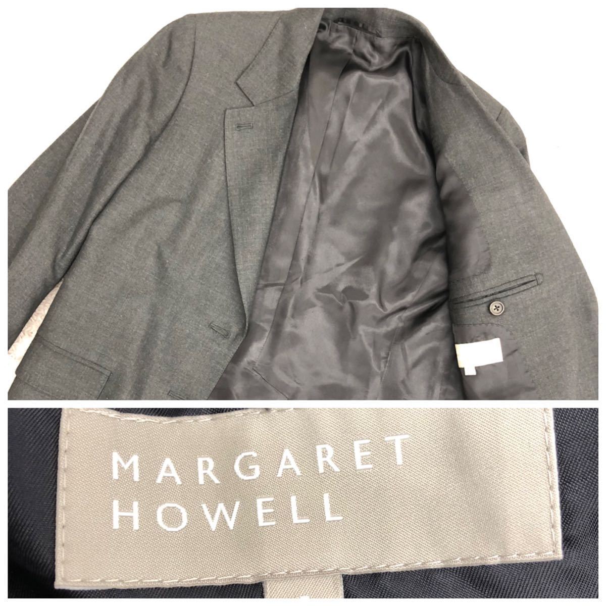 MARGARET HOWELL マーガレットハウエル スカートスーツ セットアップ 総裏地 プリーツ ラップ風 デザイン ダークグレー サイズI S相当_画像5