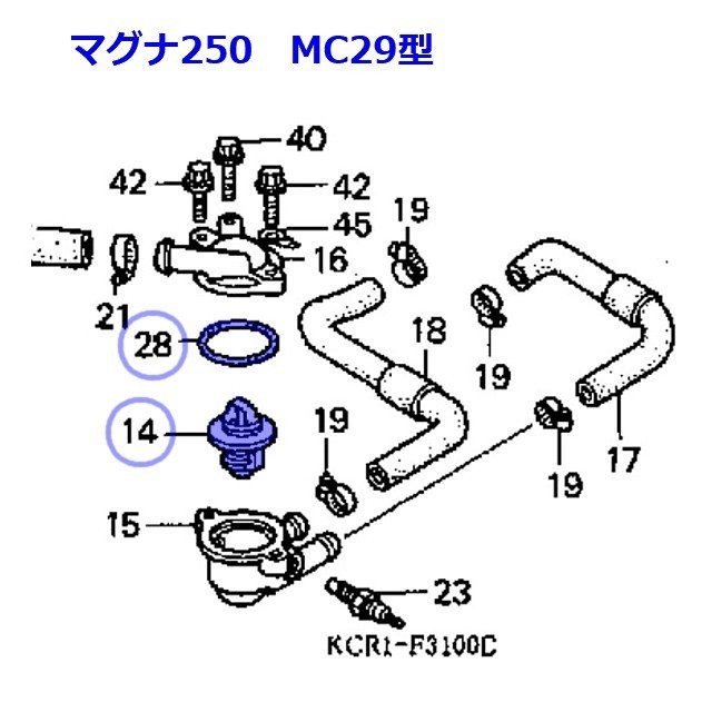 ホンダ マグナ250(MC29型) サーモスタット、パッキンセット 新品 送料込み ゼルビス共通_画像2