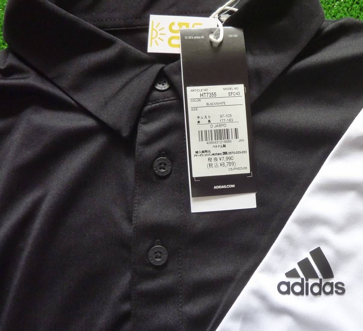 ■新品 定価8,789円 adidas golf ポロシャツ Oサイズ AEROREADY テクノロジー UV50+ HT7355 EFC43 黒/白 nike puma mizuno パーリーゲイツ.