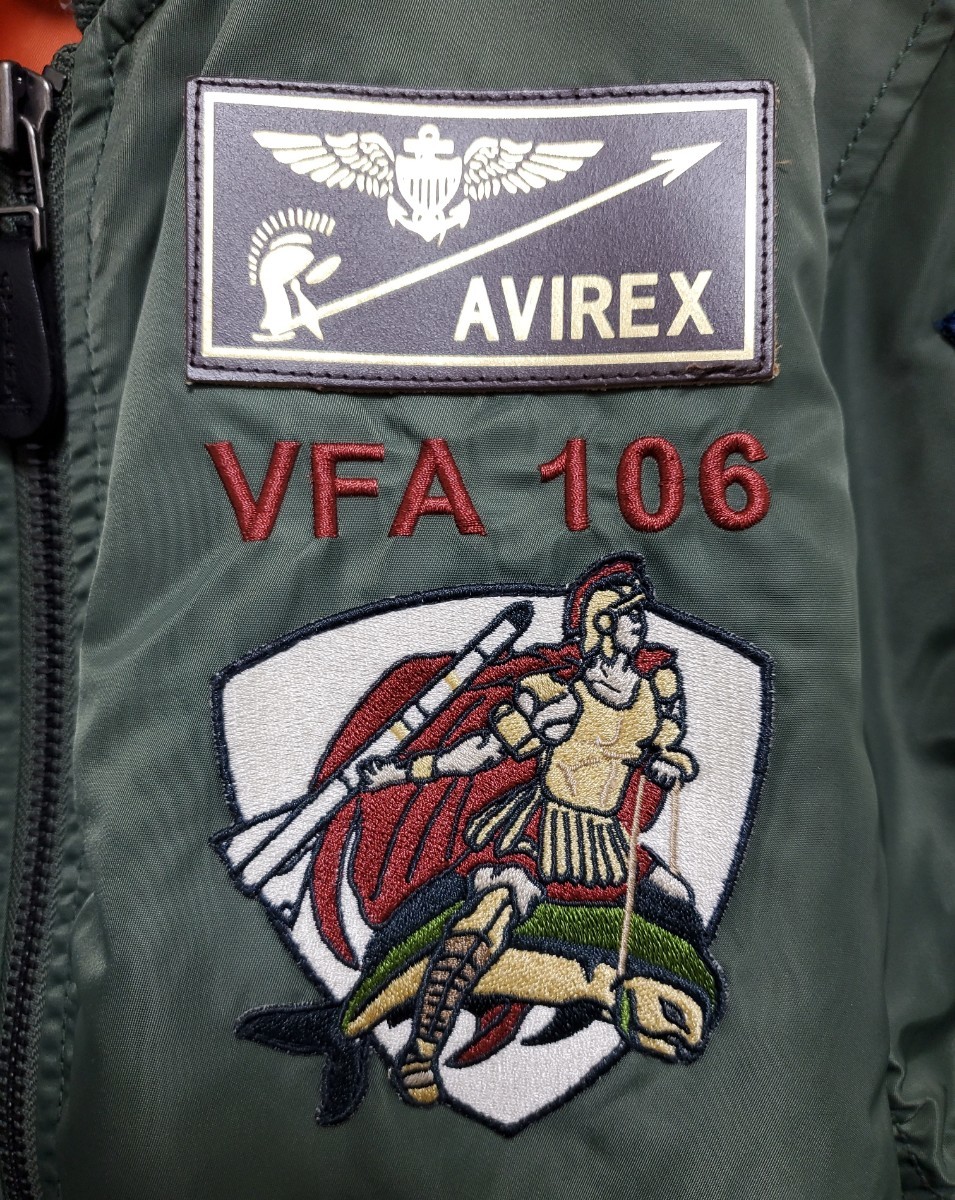 希少 海外モデル Avirex L-2 アヴィレックス VFA-106 Lサイズ フライトジャケット flight jacket 刺繍 ワッペン アメリカ海軍 ブルゾン_画像2