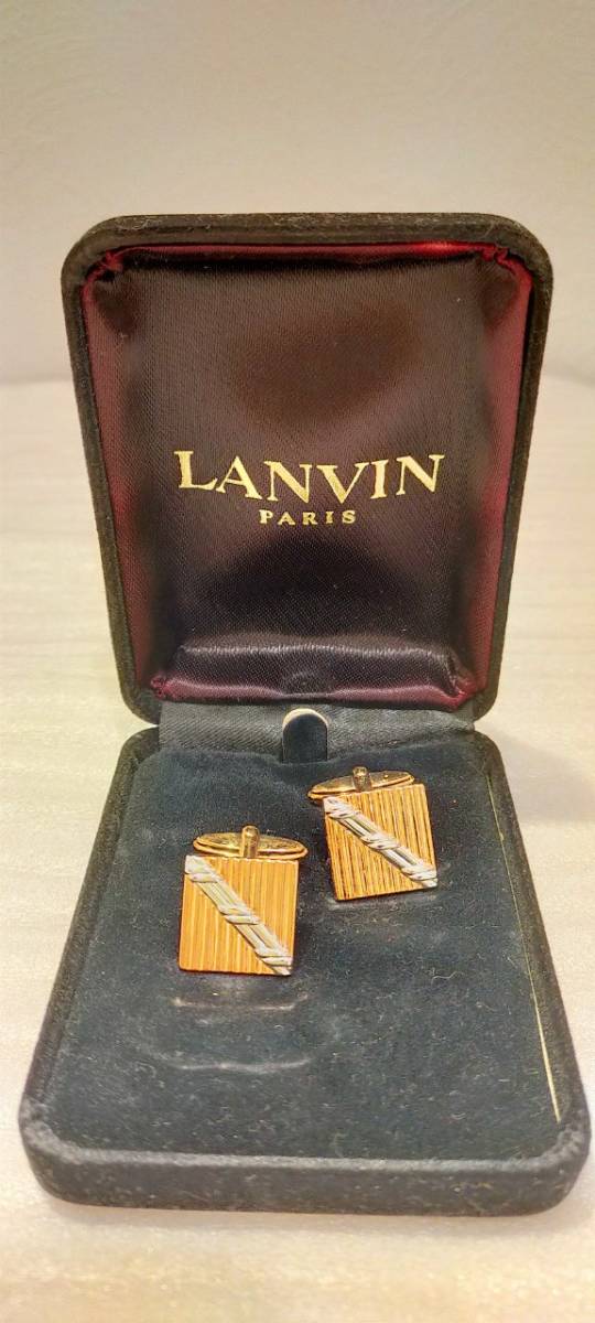 LANVIN カフス ゴールド×シルバー ケース有 中古品 ランバン カフリンクス 60404-4の画像1