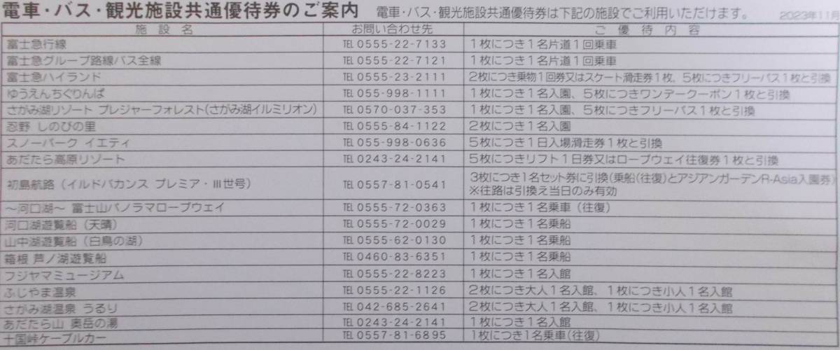 富士急行 電車・バス・観光施設 共通優待券 株主優待券 2024年5月まで 5枚セットフリーパス_画像2