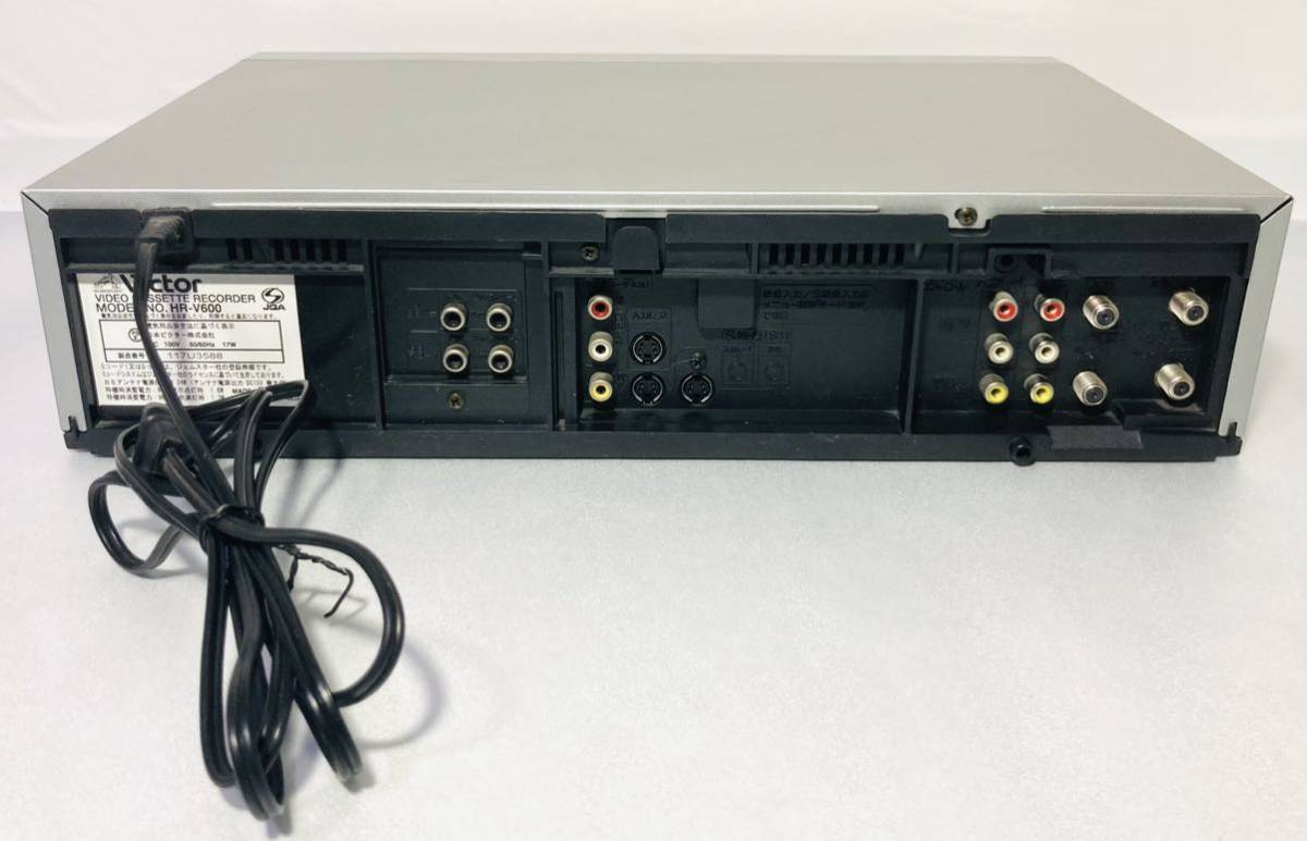 KGNY3433 Victor ビクター 高画質 S-VHSビデオデッキ ビデオカセットレコーダー BSチューナー内蔵 リモコン付き HR-V600 現状品_画像4