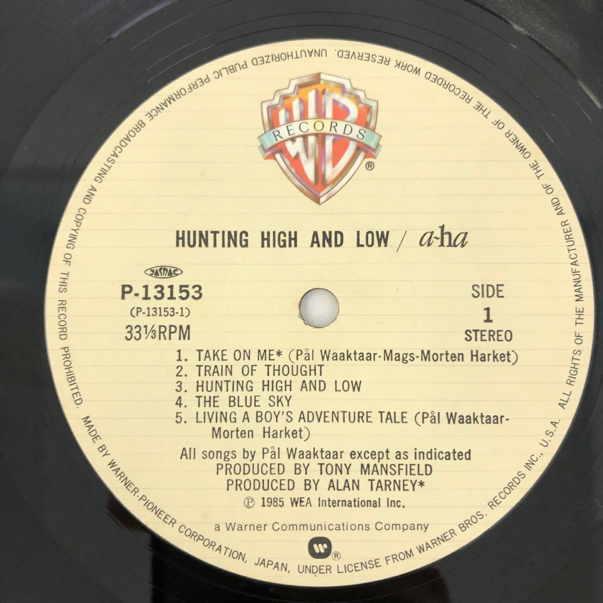 [LP] HUNTING HIGH AND LOW ハンティング・ハイ・アンド・ロウ a〜ha アーハ includes Take On Me P-13153 ワーナー・パイオニア 帯付_画像8