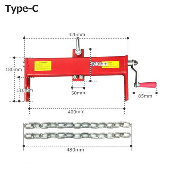 エンジンクレーン2ｔ＆エンジンハンガー Cセット エンジンクレーン 手動油圧式 折畳み式 赤 アーム4段階調節 ハンガー エンジン脱着_画像5