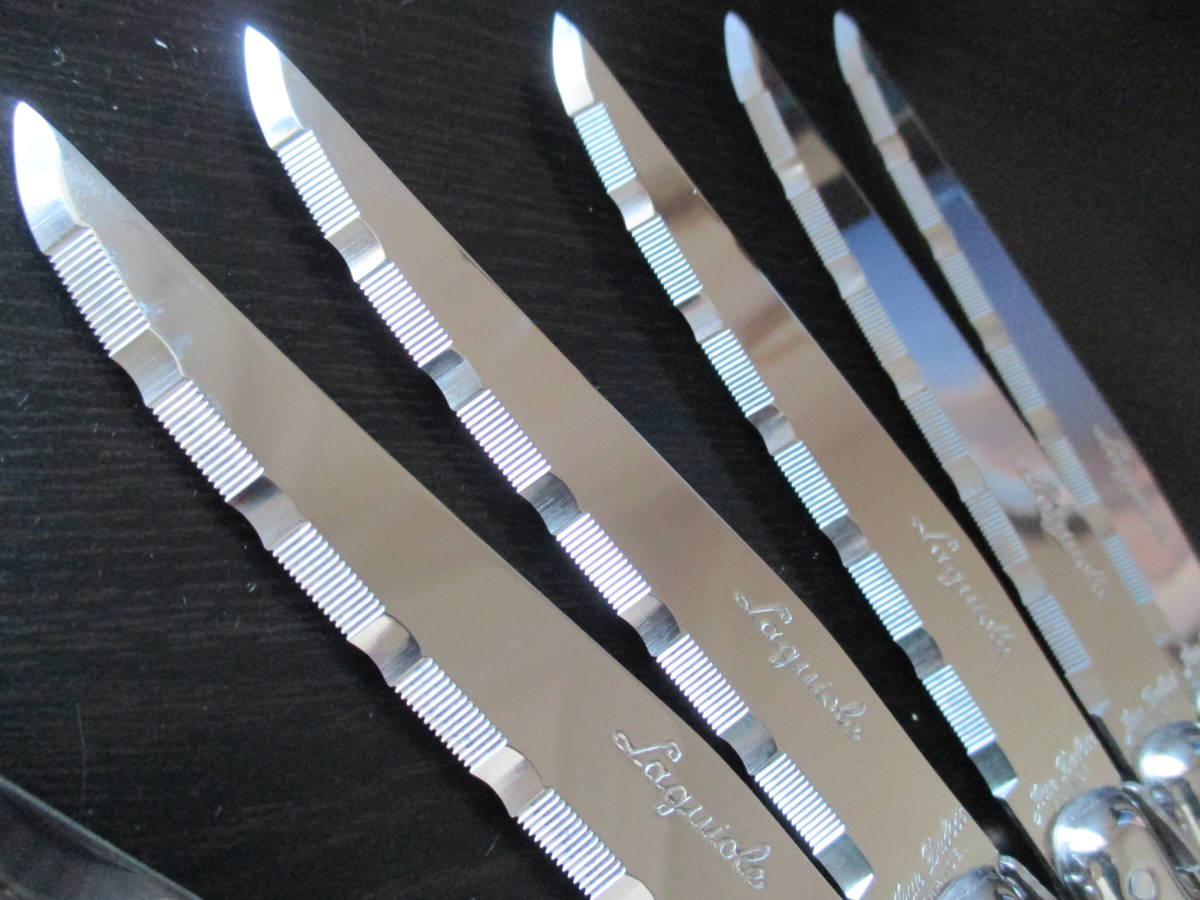 . made lagi all yellow color Laguiole knife & Fork lagi all new goods laiyo-ruJeanDubost France cutlery 1.5mm width stainless steel French Italian 