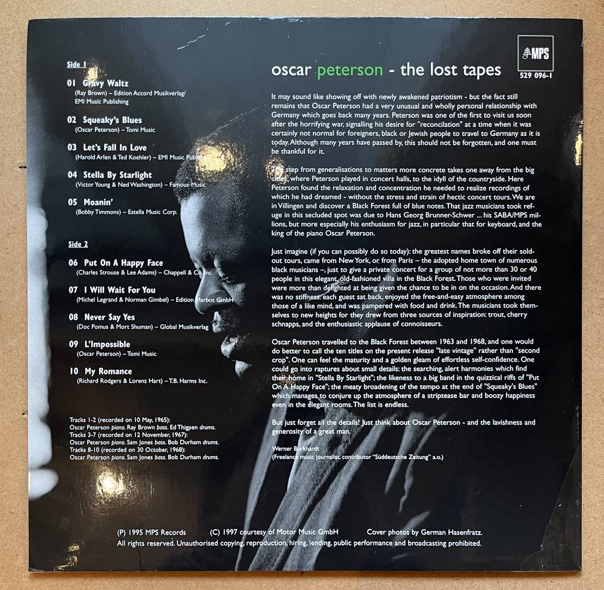 ■美品!EU盤/180g重量盤LP■Oscar Peterson オスカー・ピーターソン / The Lost Tapes (529 096-1) Ray Brown/Sam Jones/Ed Thigpen_画像3