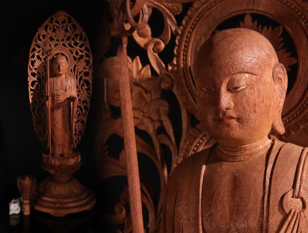 BE380　木彫　地蔵菩薩立像　東洋彫刻　仏教美術　高さ62ｃｍ