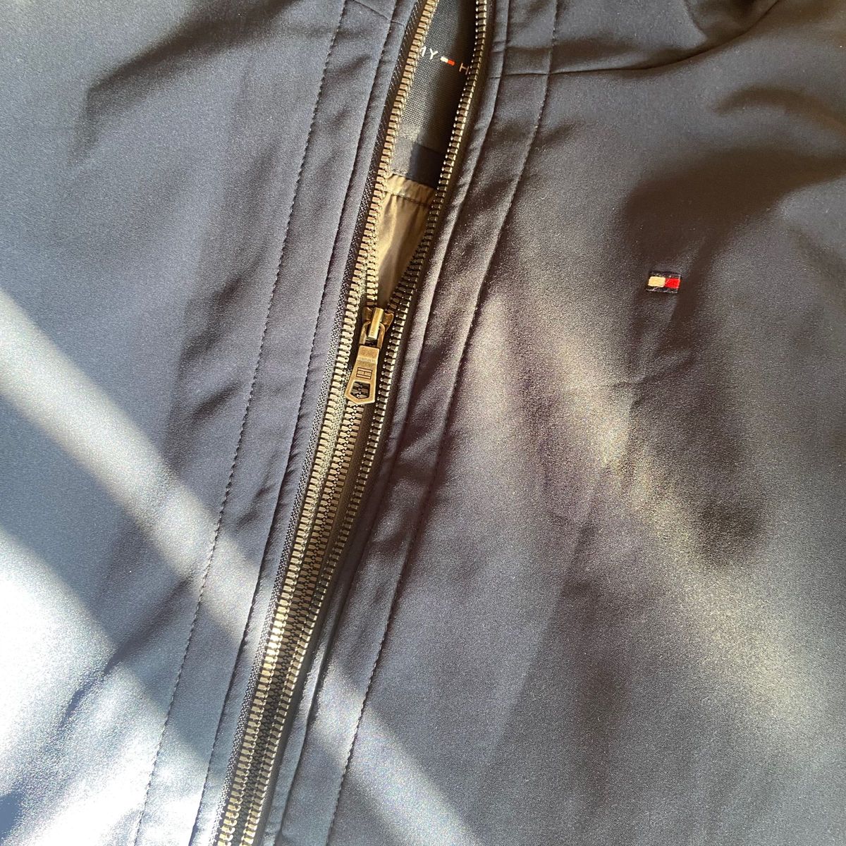 トミーヒルフィガー ブルゾン インナーダウン メンズS ネイビー 刺繍ロゴ ジャケット