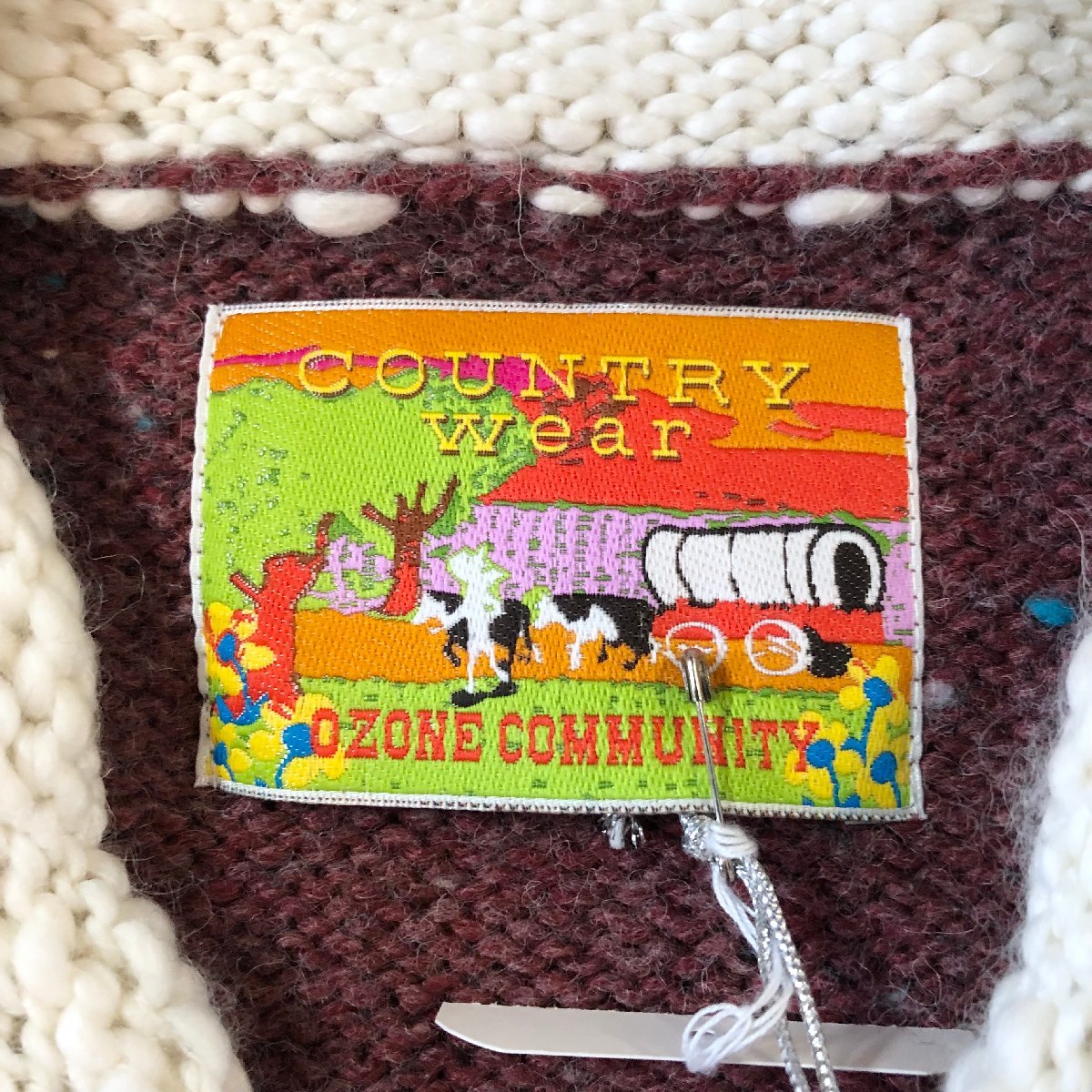 ★美品 COUNTRY Wear OZONE COMMUNITY オゾンコミュニティ ニットコート アウター エンジ系 0.92kg★_画像6