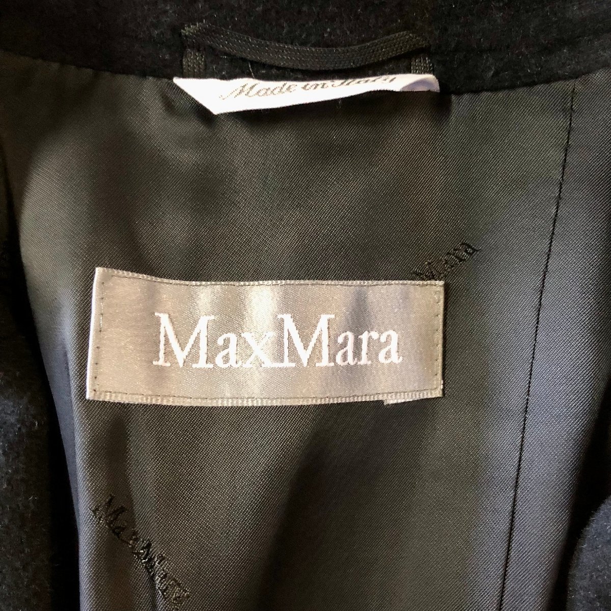 ★美品 MAXMARA マックスマーラ ロングコート アウター ウエストベルト ブラック サイズ40 ウール アンゴラ レディース 1.5kg★_画像6