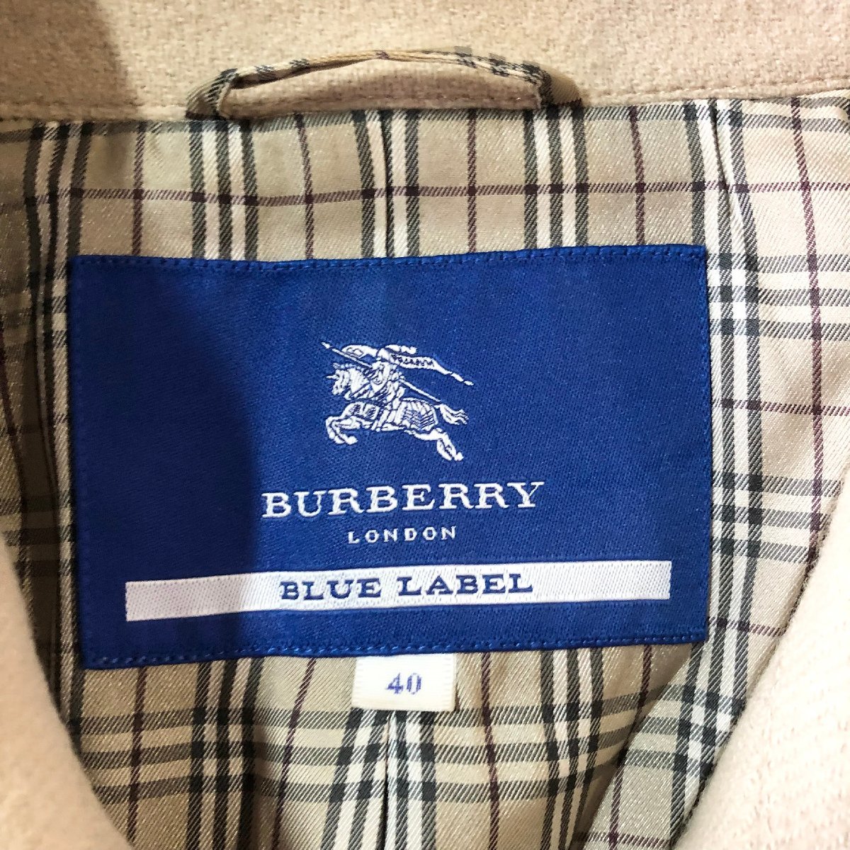 ★BURBERRY BLUE LABEL バーバリー ブルーレーベル ダブルコート アウター チェック ベージュ サイズ40 レディース 1.35kg★_画像5