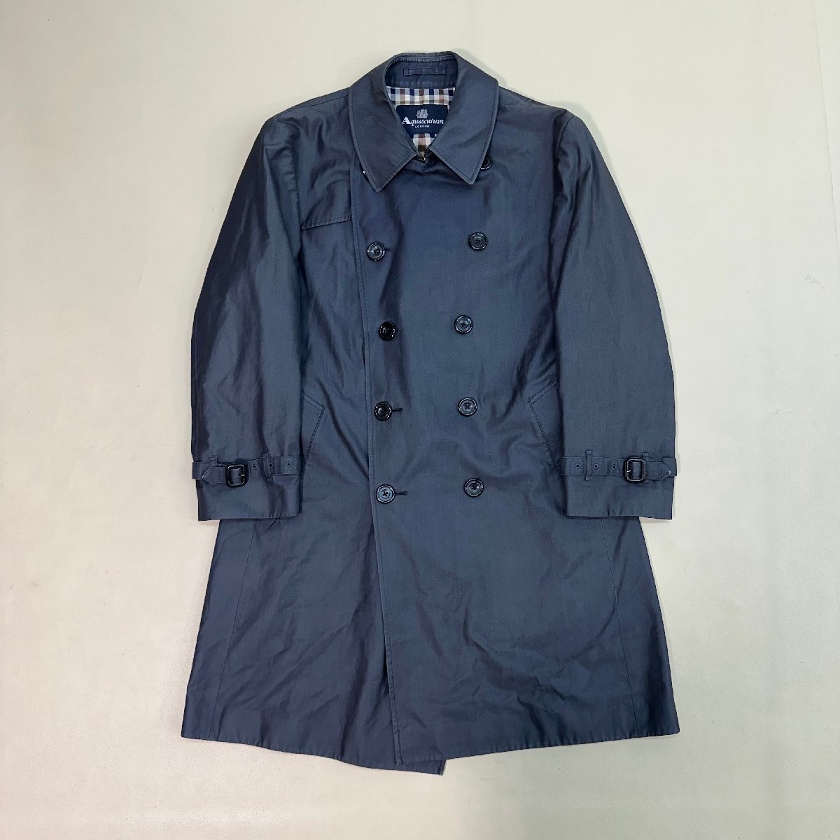 ■Aquascutum アクアスキュータム トレンチコート アウター 日本製 サイズ38 メンズ グレー■_画像1