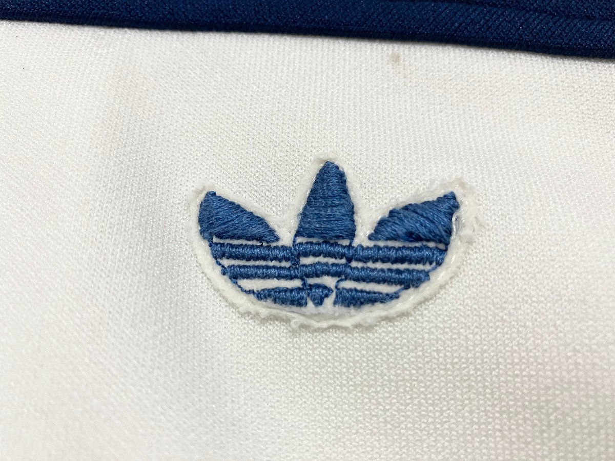 ●70s 80s adidas アディダス トラックジャケット ジャージ トレフォイル デサント社 西ドイツ製 ブルー/ホワイト size2 メンズ 0.44kg●_画像3