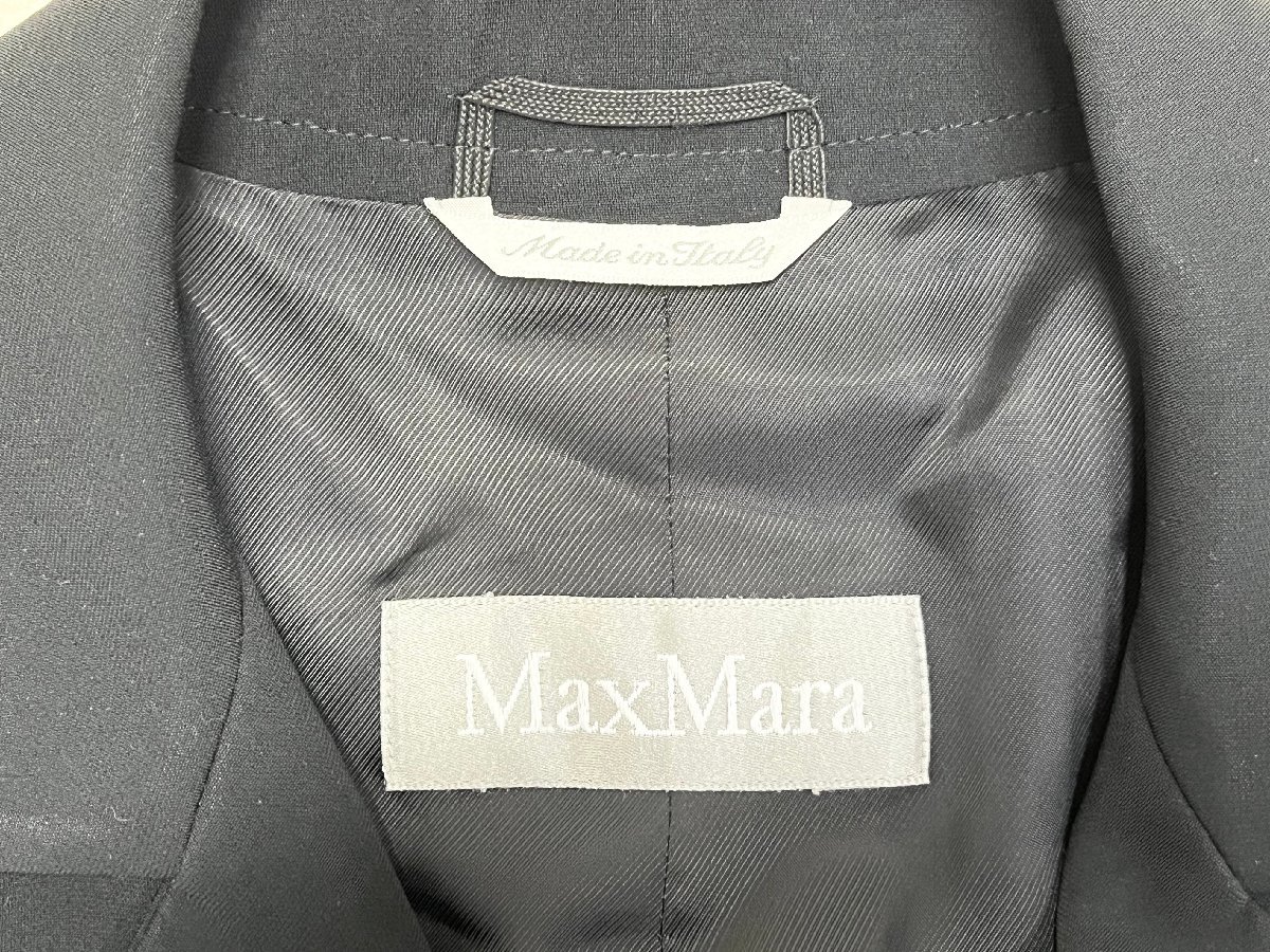 ●MaxMara マックスマーラ セットアップ ジャケット スカート ベルト紐 肩パッド イタリア製 ブラック サイズ40 レディース 0.7㎏●_画像6