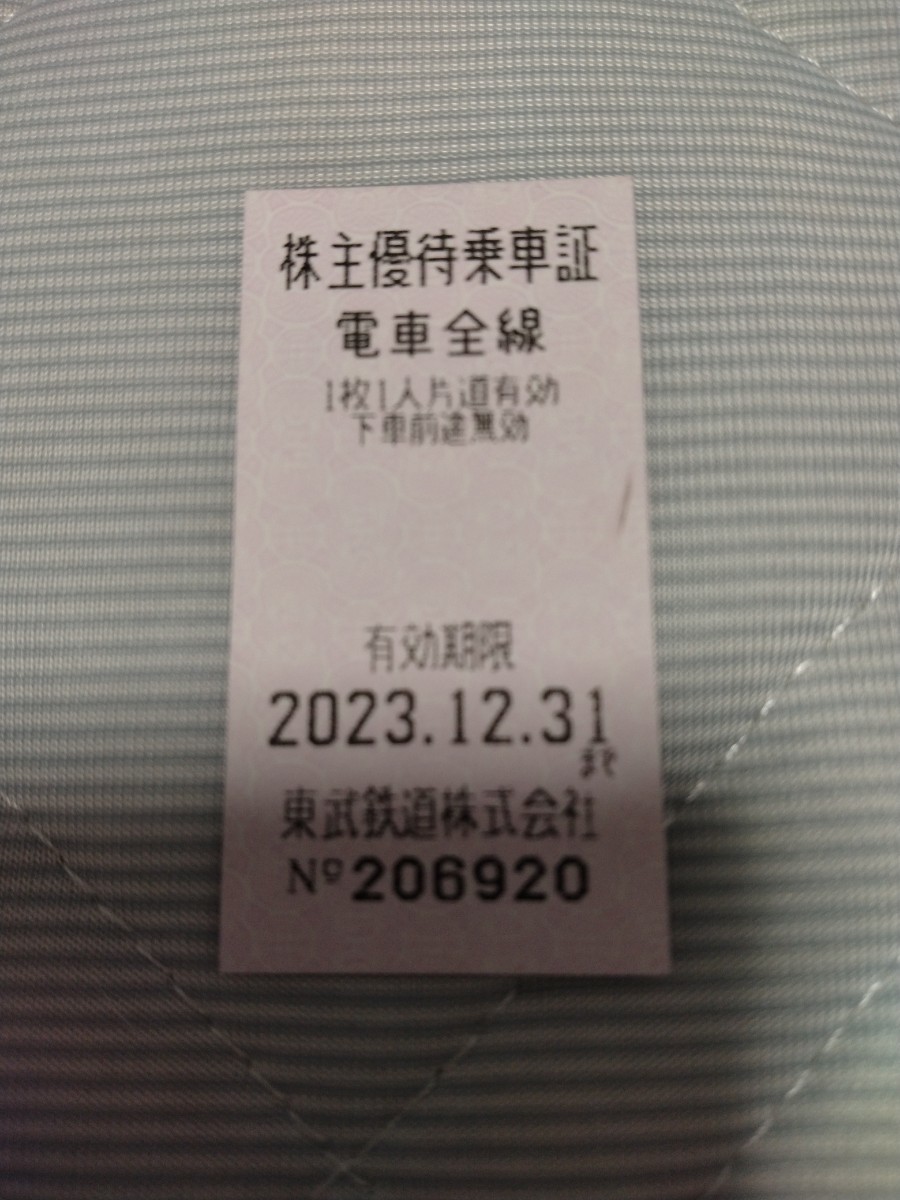 ◆◆◆東武鉄道株主優待乗車証/全線◆1枚/12月末_画像1