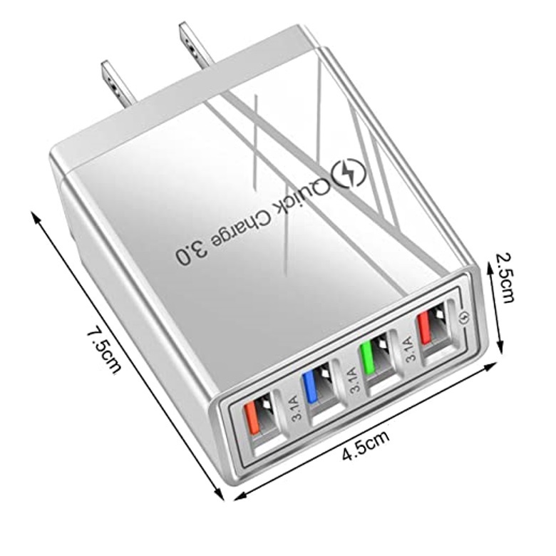 新品 USB 充電器 4ポート 3.1A ACアダプター 100V電源 急速 Q.C3.0スマホ iPhone Android スマートフォン 携帯電話 白 軽量 送料無料_画像8