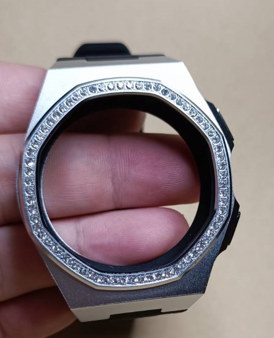 銀ラバーD サムスン ギャラクシーウォッチ 4 5 6 クラシック 40mm Samsung Galaxy Watch 専用メタルケース バンド カスタム MOD 金属 _画像5