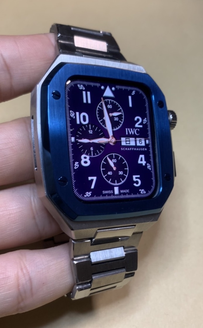 42mm 44mm 45mm 銀青色-メタル apple watch ステンレス カスタム 金属