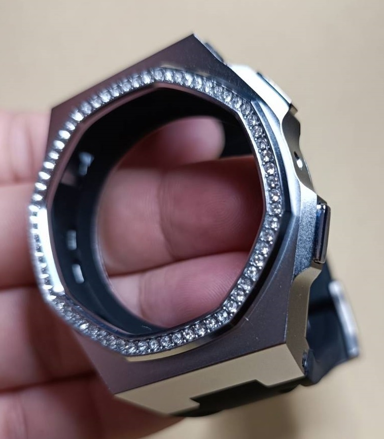 銀ラバーD サムスン ギャラクシーウォッチ 4 5 6 クラシック 40mm Samsung Galaxy Watch 専用メタルケース バンド カスタム MOD 金属 _画像8