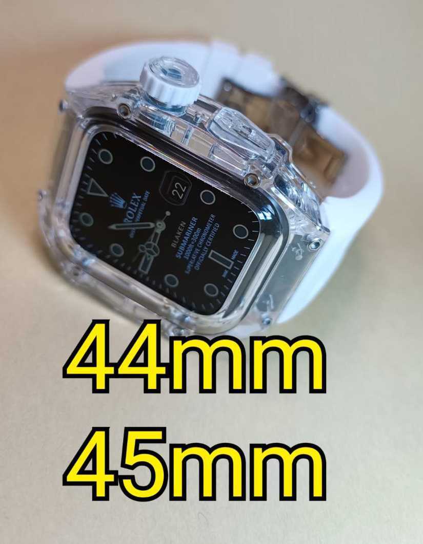 44mm 45mm ●クリスタルモデル RSTR白●apple watch カスタム 金属 メタル ラバー ゴールデンコンセプト Golden Concept 好きに