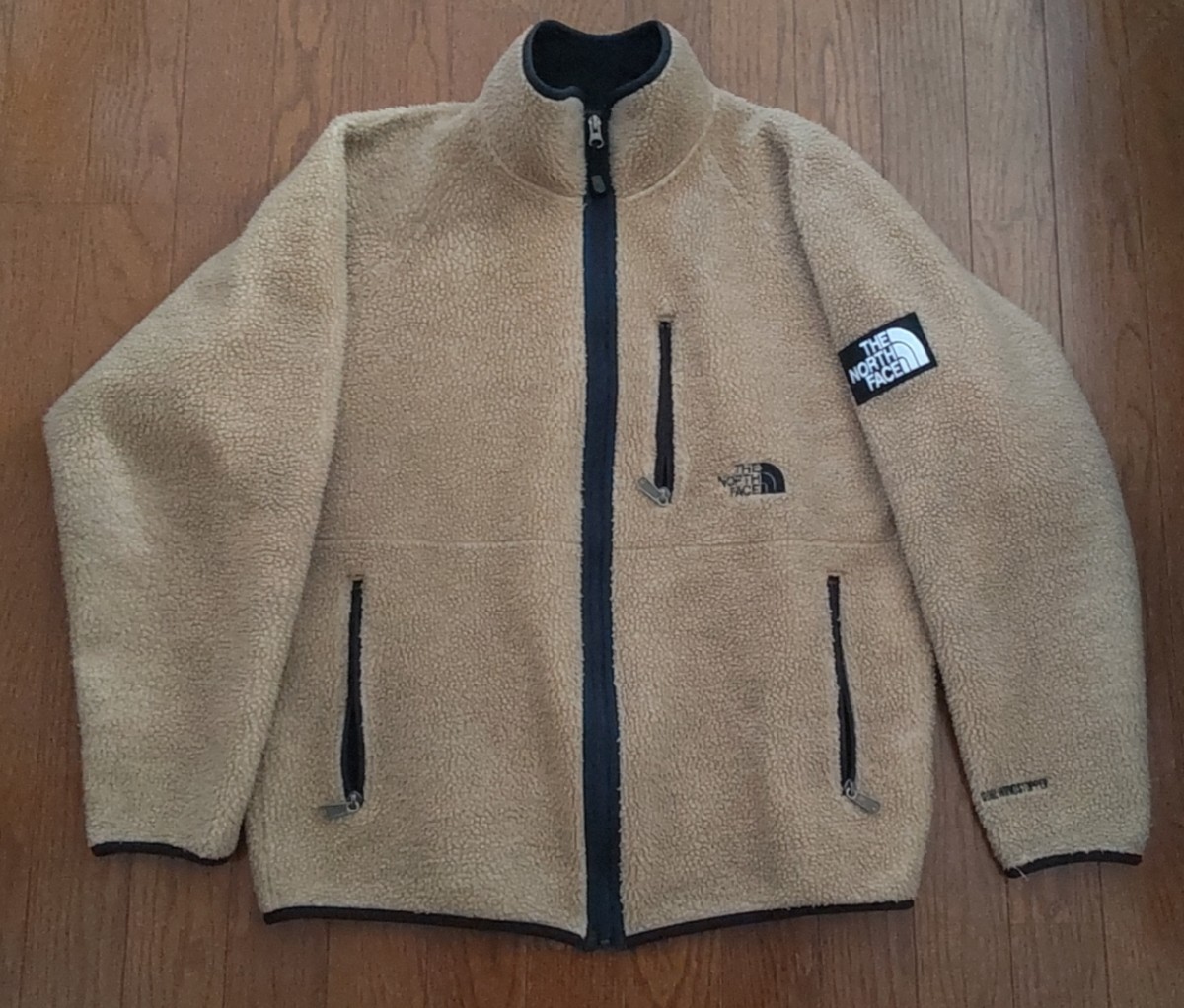 清潔【安心の日本製】正規品/ヴィンテージ THE NORTH FACE NA3951 GORE WIND STOPPER ボアフリースジャケット刺繍ロゴ ベージュ【LL(XL)】_画像1