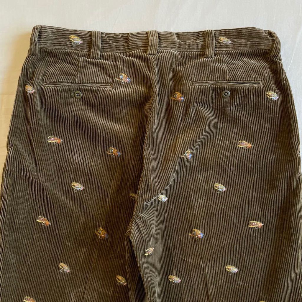 90s Ralph Lauren общий вышивка futoshi . вельвет брюки W36 Vintage Brown fly рыбалка Ralph Lauren POLO