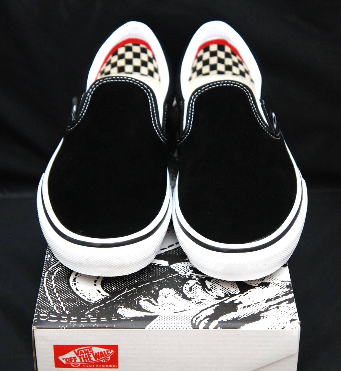 SALE！【新品】US10 28cm VANS バンズ SKATE SLIP-ON スケート スリッポン BLACK/WHITEの画像2