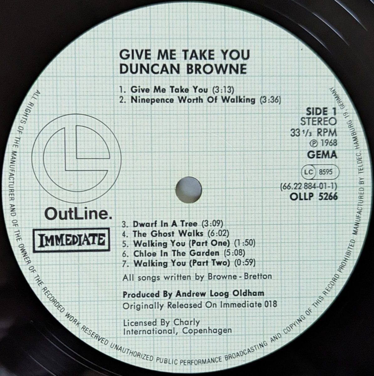 Duncan Browne-Gve Me Take You★独Outline/Immediate美品/SSW名盤_画像3