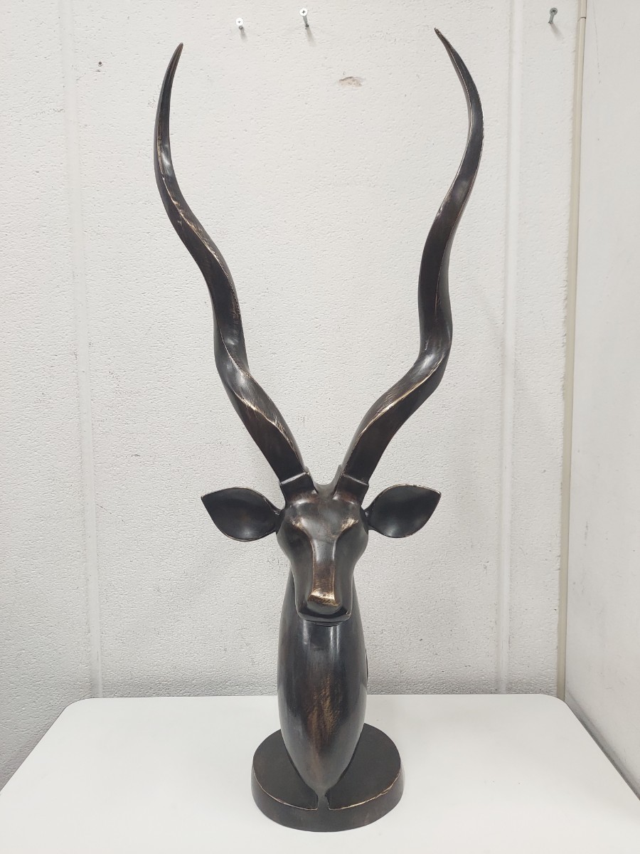 最新最全の ★KUDU 約77.5×27cm★ 黄銅★鹿★工芸/美術品/オブジェ/アート/コレクション★装飾/置物★7.9kg TROPHY-creativ-light★真鍮製 真鍮製