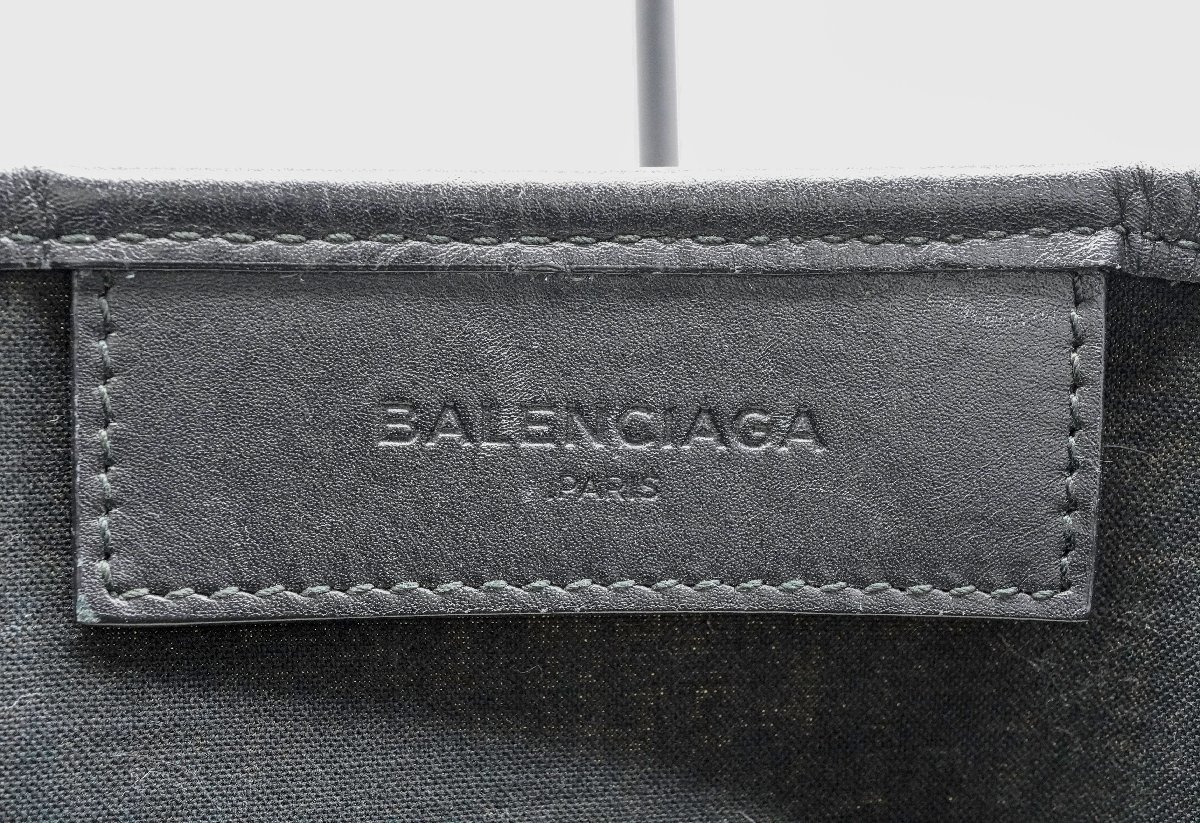 1円スタート！【中古】ＢＡＬＥＮＣＩＡＧＡ バレンシアガ ネイビーカバS デニムコットンキャンパス 白黒 ハンドバッグ トートバッグ_画像8