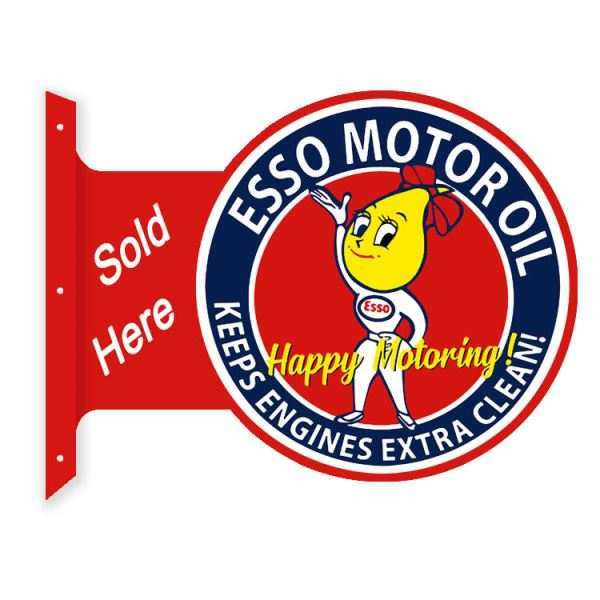 ESSO GIRL ラウンド フランジ サイン 看板 メタル ブリキ 垂直 壁面 店舗 アドバタイジング エッソガール_画像1