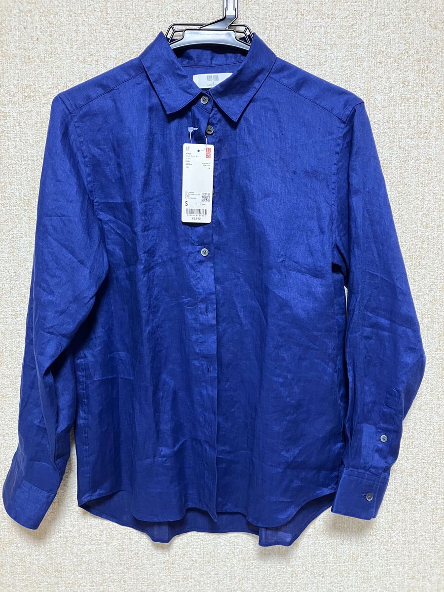 UNIQLO　ユニクロ　プレミアムリネンシャツ（長袖）　ブルー　Sサイズ