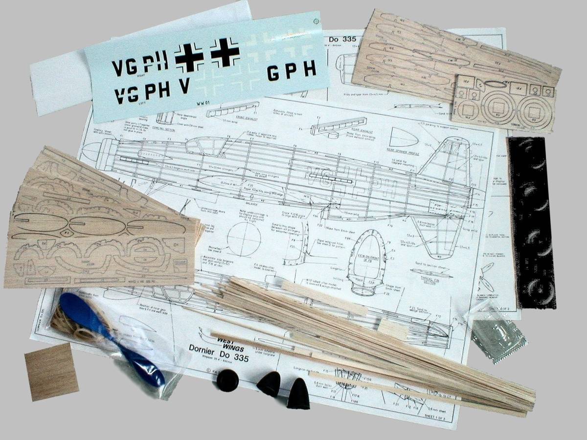 【ゴム動力機】WEST　WINGS社製ドルニエDo335（翼長：25.4”＝645ｍｍ）・・・残り3_画像5