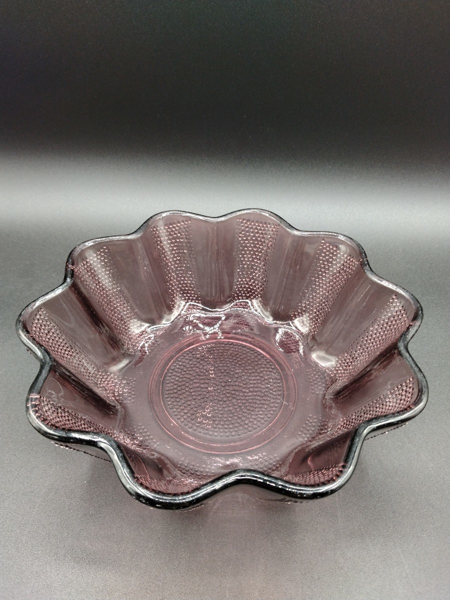 アンティーク プレスガラス ボウル 中鉢 インテリア ガラス 鉢 皿 水盤 