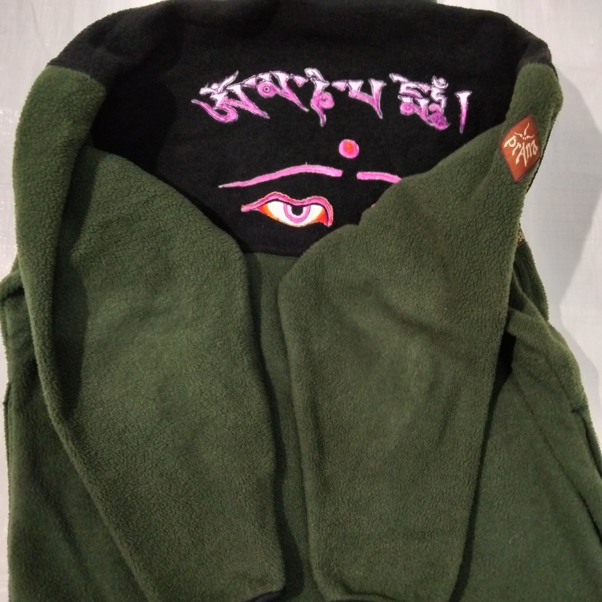 プラナ　フリース　ジャケット　prana fleece jacket　ブラック　オリーブ　バイカラー　ナイロンテープ　刺繍　アウトドア　クライミング_画像4