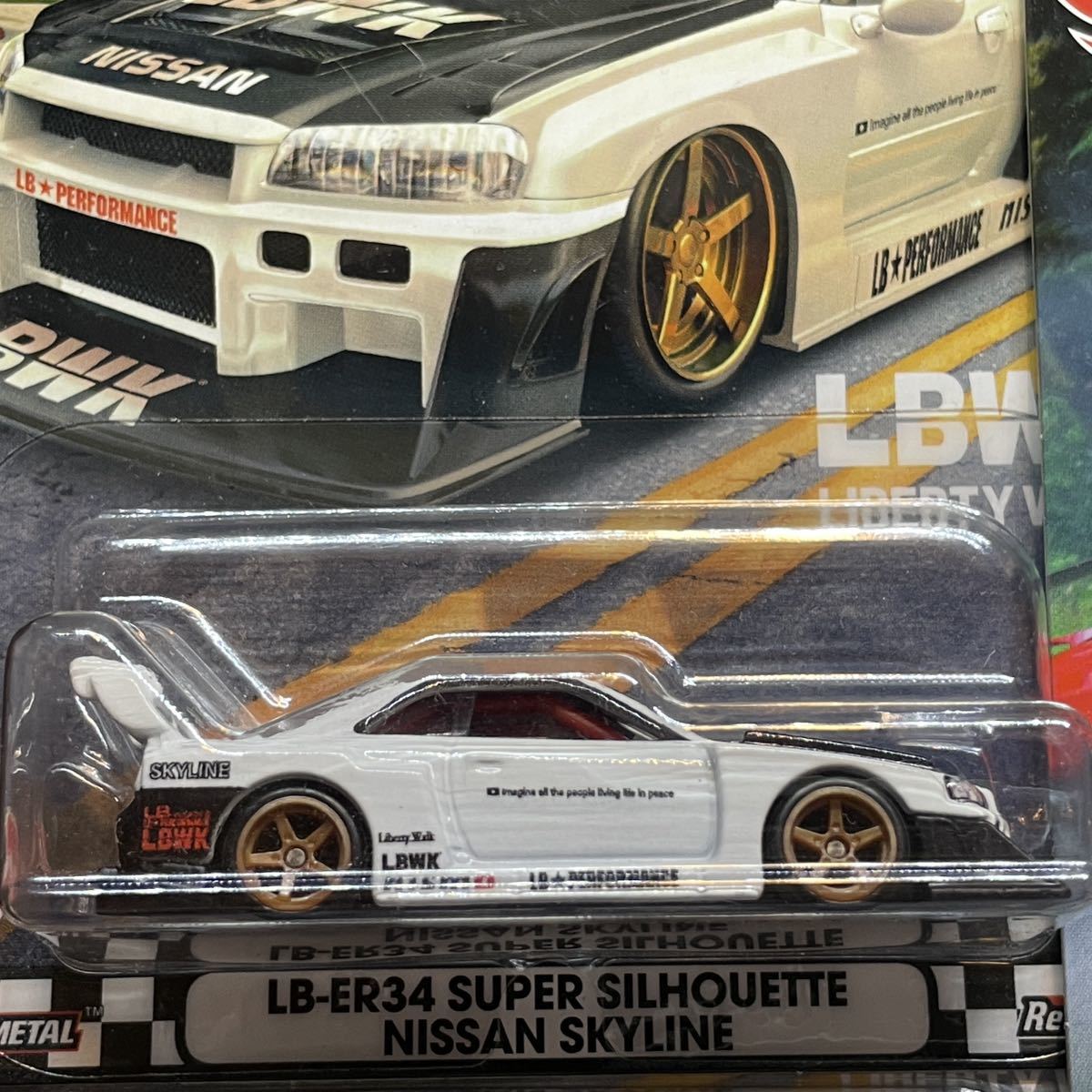 3台セット Hot wheels LB-ER34 NISSAN SKYLINE R 34 GT-R スカイライン ミニカー LIBERTY WALK リバティー ウォーク LBWK ホットウィール_画像3