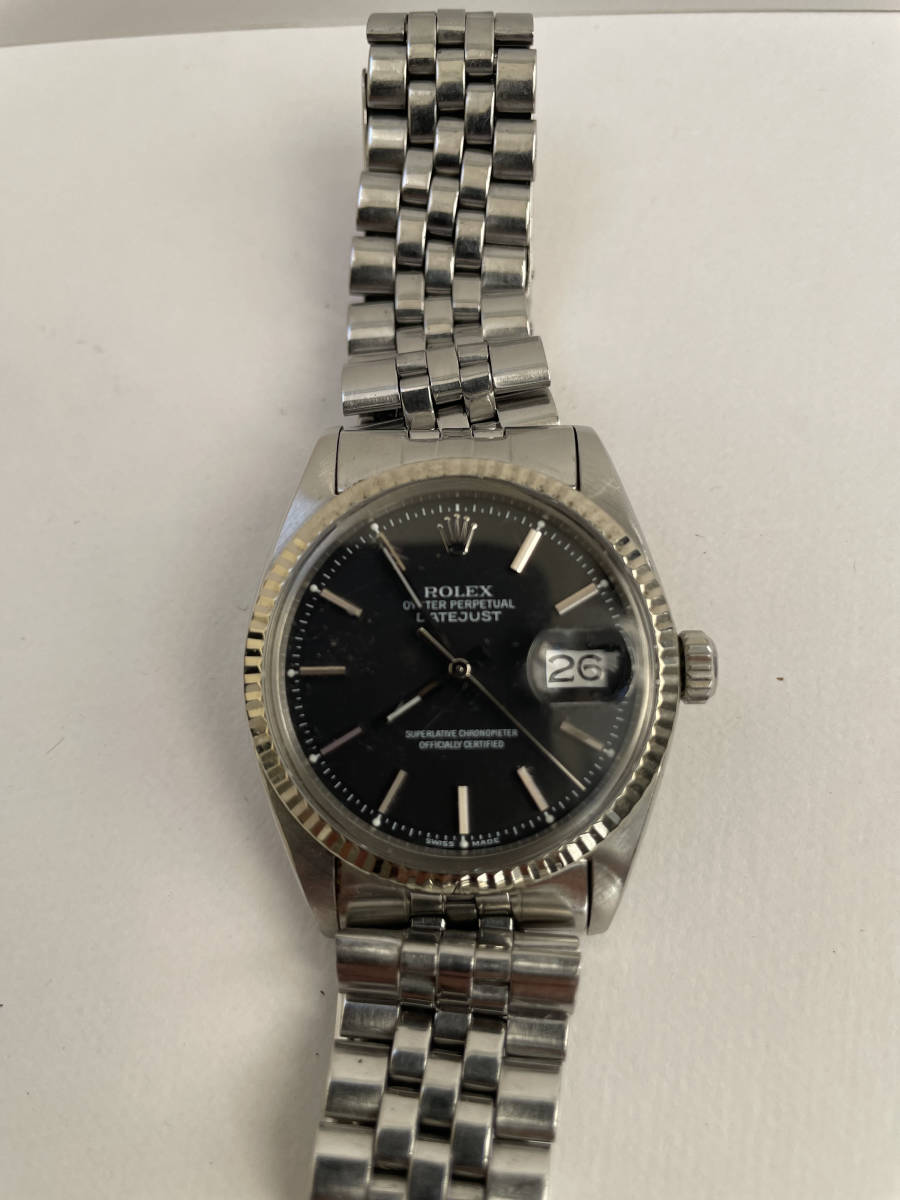 【動作品】　ROLEXデイトジャスト1601「中古」ロレックス オイスターパーペチュアル　ヴィンテージ　黒文字盤_画像1