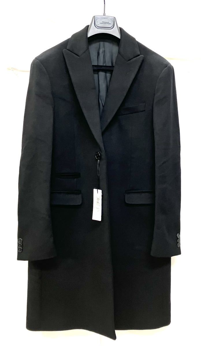  used Versace VERSACE COLLECTION cashmere 100% coat Chesterfield coat GIANNI Versace 50 black V500465 men's 148184