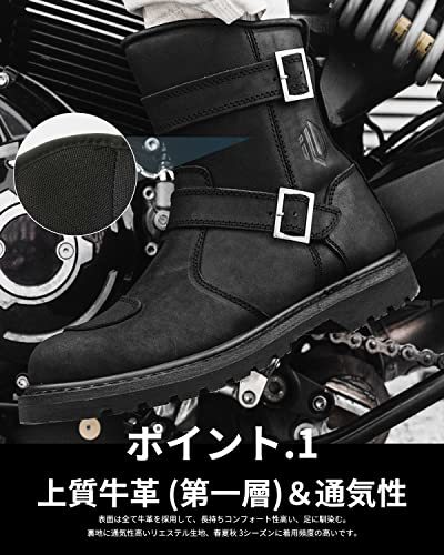 [ILM] バイク ブーツ 本革（牛革） メンズ バイク シューズ アウトドア オートバイ ツーリング ライディングブーツ 保護ブーツ 耐磨耗_画像3