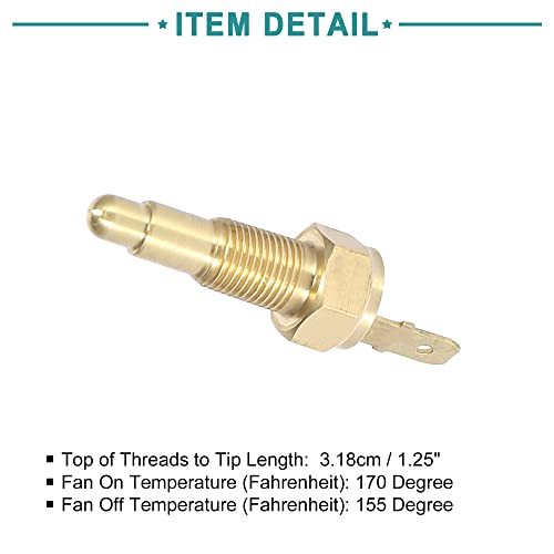 ACROPIX ラジエーターエンジン冷却ファン 温度サーモセンサースイッチ 3 mm NPT 170度オン 155度オフ ユニバーサル コッパートーン_画像5