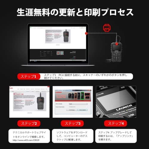 LAUNCH CR529 obd2 バッテリー式 診断機 日本語 自動車故障診断機 bmw ベンツ,トヨタ,日産,スズキなど多車種に対応 スキャンツール_画像4