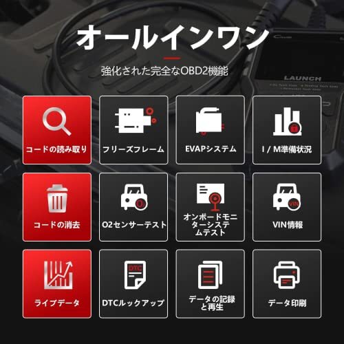 LAUNCH CR529 obd2 バッテリー式 診断機 日本語 自動車故障診断機 bmw ベンツ,トヨタ,日産,スズキなど多車種に対応 スキャンツール_画像2