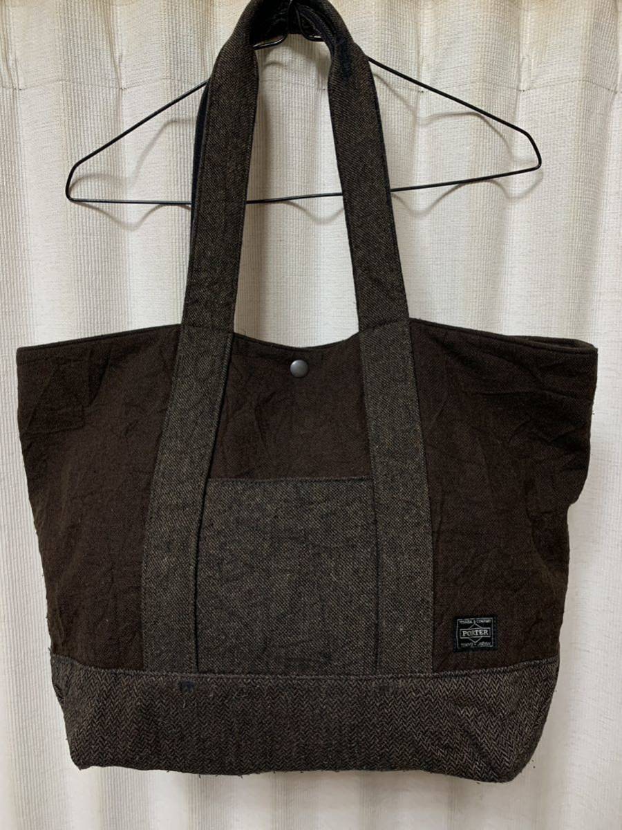 吉田カバン PORTER X ESSENTIAL DESIGNS TOTE BAG ヘリンボーン ツイード 異素材MIX ポーター エッセンシャルデザインズ エコトートバッグ_画像5