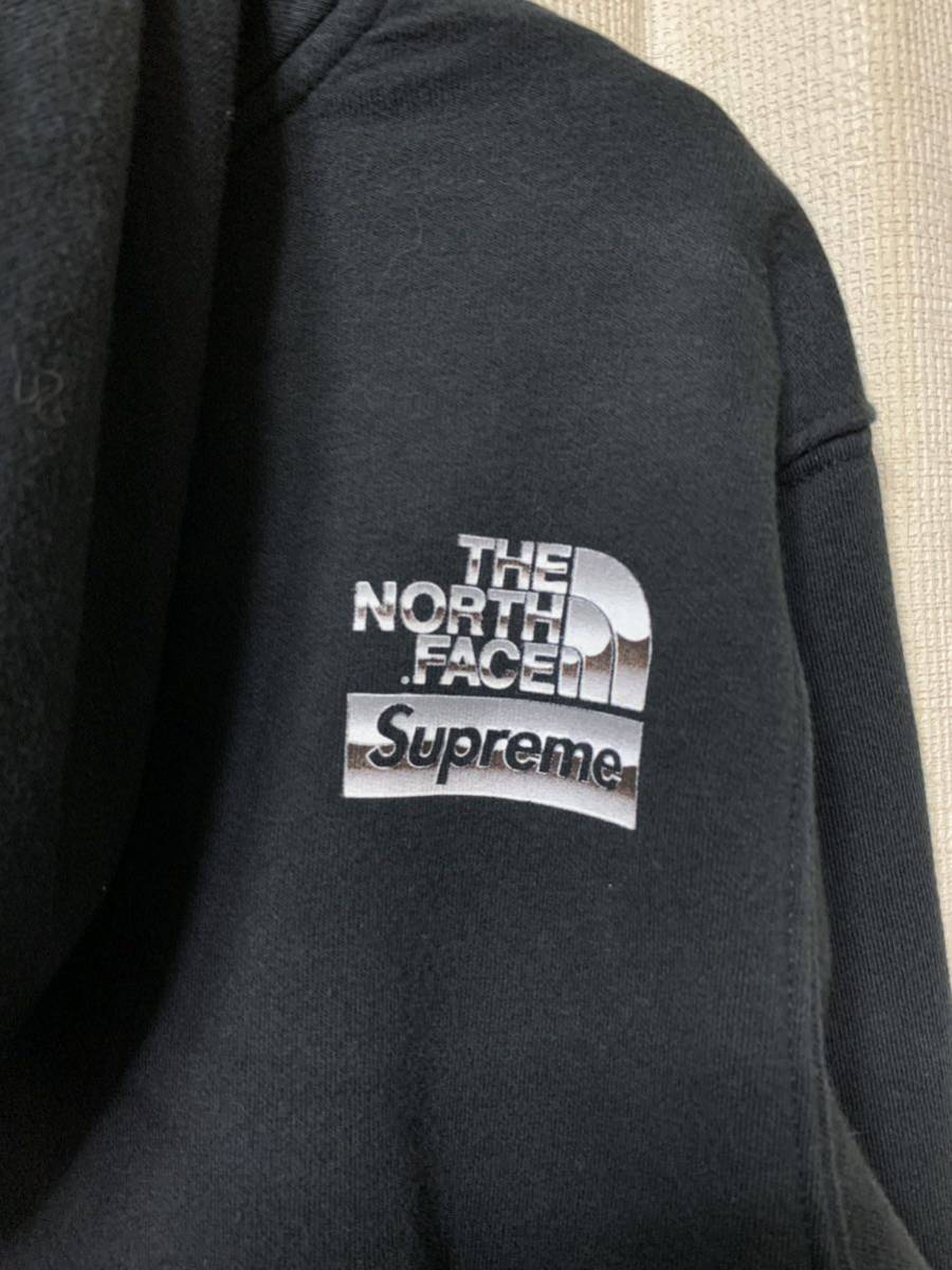 Supreme The North Face Metallic Logo Hooded Sweatshirt Pullover ノースフェイス パーカー サイズM BLACK 黒_画像6