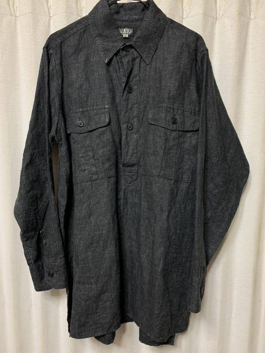 BLACK SIGN Indian Ink French Field Shirt サイズ38 ブラックサイン インディアンインクリネンフレンチフィールドシャツの画像2