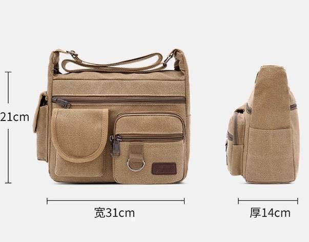 【新品】メンズショルダーバッグ 帆布 斜め掛け 大容量 軽量 収納 ポケット ビジネス 旅行 ブラウン 男女兼用 レディース 斜めがけ A4 通勤_画像7