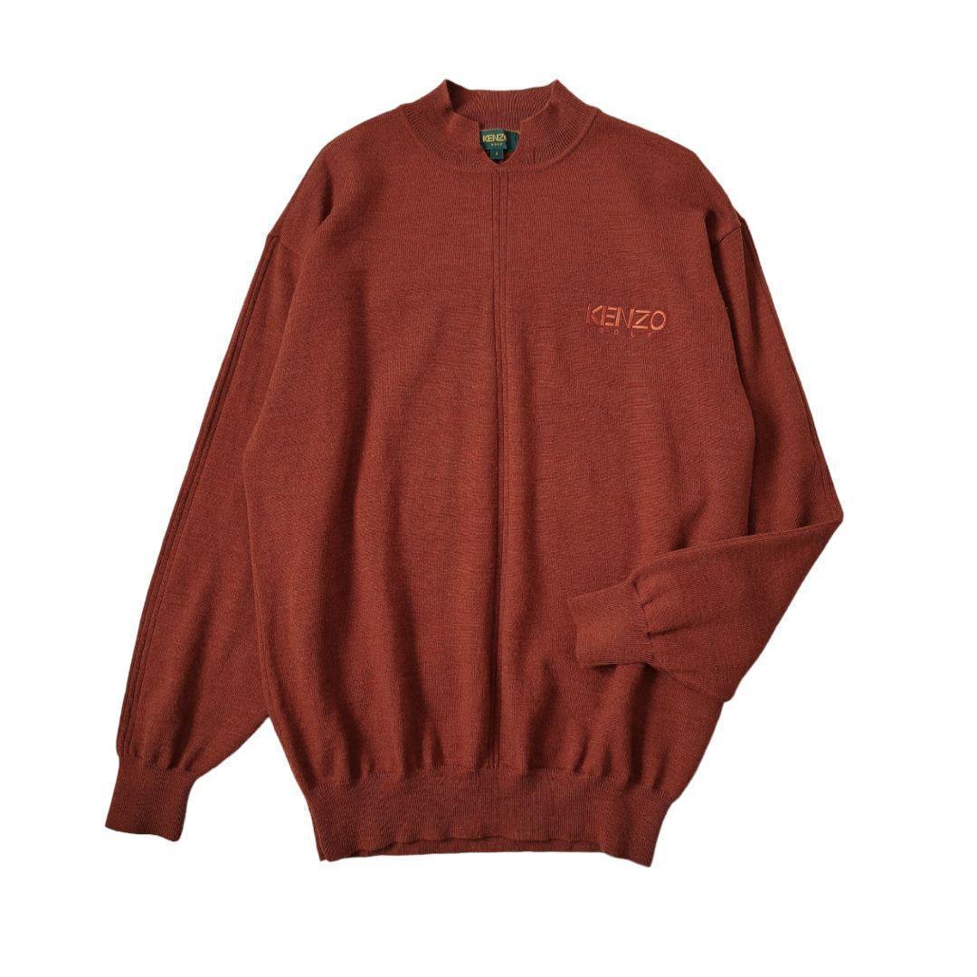 KENZO GOLF メンズ ケンゾーゴルフ ニット セーター オレンジブラウン テラコッタ ロゴ刺繍 セーター プルオーバー 長袖 L_画像2