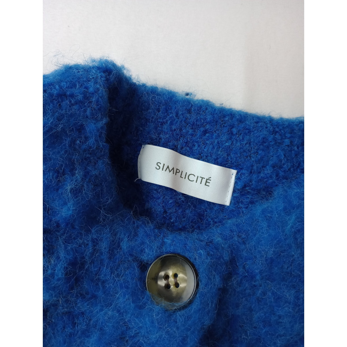 22AW Simplicite シンプリシテェ 冬の装いを華やかに ウール混 ニット カーディガン 羽織 青 ブルー (35S+1120)_画像4